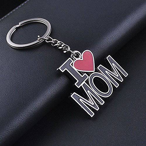 “I ♥ MOM” metal keychain/keyring